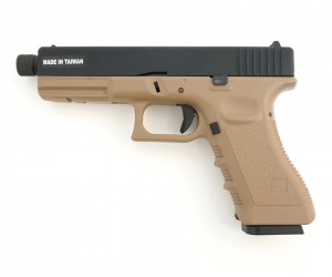 Страйкбольный пистолет KJW KP-17 Glock G17 TBC CO₂ Tan, удлин. ствол