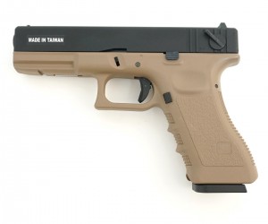 Страйкбольный пистолет KJW KP-18 Glock G18 CO₂ Tan, металл. затвор