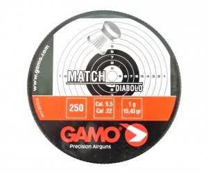 Пули Gamo Match 5,5 мм, 1,0 г (250 штук)