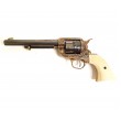 Револьвер Colt кавалерийский 7½” (США, 1873 г.) на бархатном панно, 43x23 зеленый бархат, дуб - фото № 5