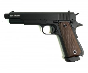 Страйкбольный пистолет KJW KP-07 Colt M1911 M.E.U. CO₂ Black, удлин. ствол