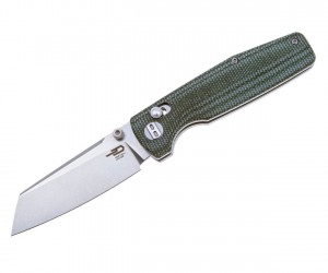 Нож складной Bestech Slasher 7,8 см, сталь D2, рукоять Micarta Green