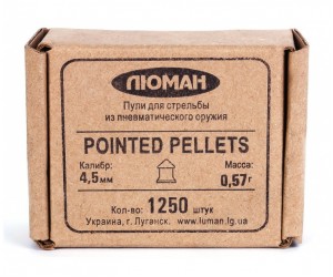 Пули «Люман» Pointed pellets 4,5 мм, 0,57 г (1250 штук)